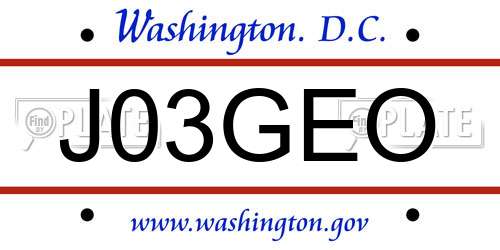 J03GEO District Of Columbia License Plate