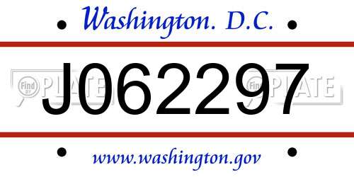 J062297 District Of Columbia License Plate