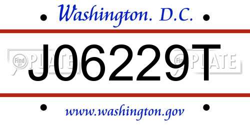 J06229T District Of Columbia License Plate
