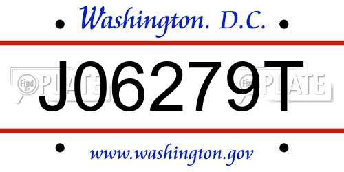 J06279T District Of Columbia License Plate