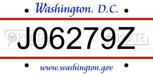 J06279Z District Of Columbia License Plate