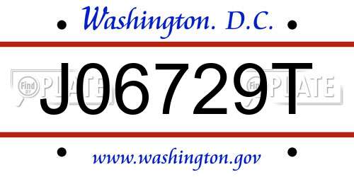J06729T District Of Columbia License Plate