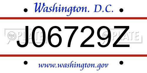 J06729Z District Of Columbia License Plate