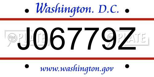 J06779Z District Of Columbia License Plate