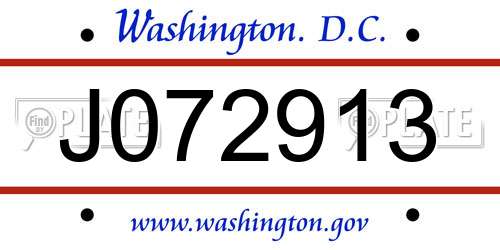 J072913 District Of Columbia License Plate