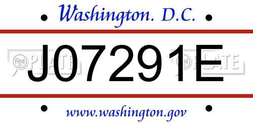 J07291E District Of Columbia License Plate
