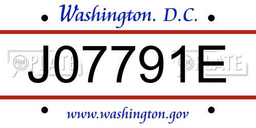 J07791E District Of Columbia License Plate