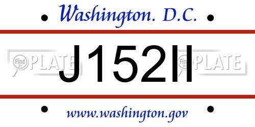 J152II District Of Columbia License Plate