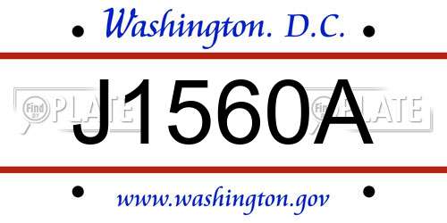 J1560A District Of Columbia License Plate