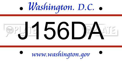 J156DA District Of Columbia License Plate