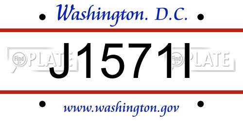 J1571I District Of Columbia License Plate