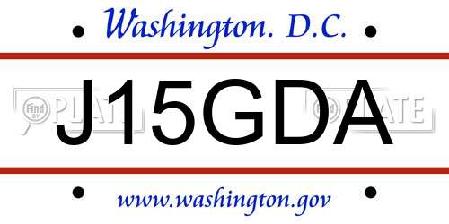 J15GDA District Of Columbia License Plate