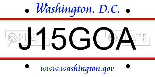 J15GOA District Of Columbia License Plate