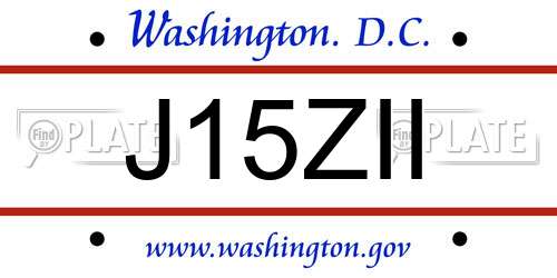 J15ZII District Of Columbia License Plate
