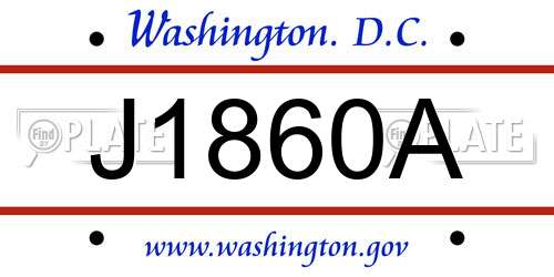 J1860A District Of Columbia License Plate