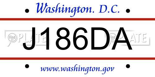 J186DA District Of Columbia License Plate