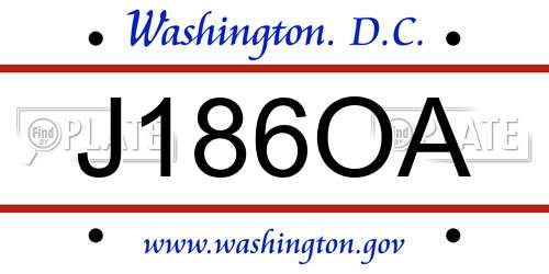 J186OA District Of Columbia License Plate