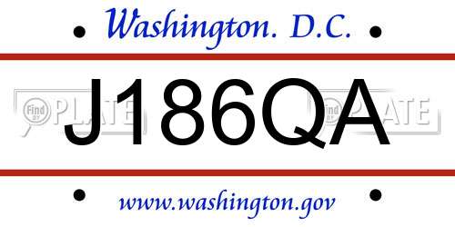 J186QA District Of Columbia License Plate