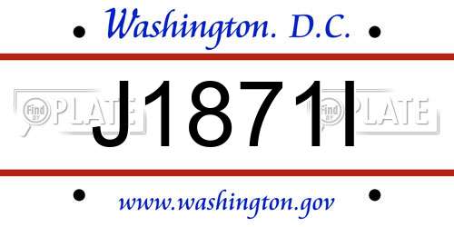 J1871I District Of Columbia License Plate
