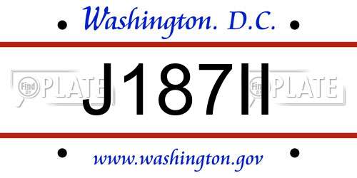 J187II District Of Columbia License Plate