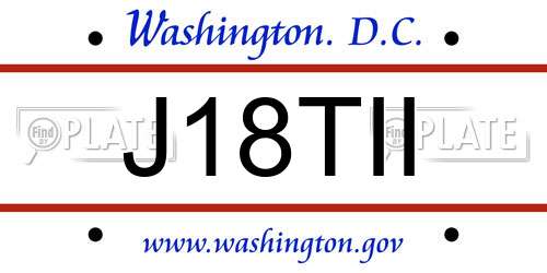 J18TII District Of Columbia License Plate