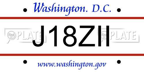 J18ZII District Of Columbia License Plate