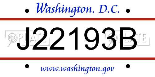 J22193B District Of Columbia License Plate