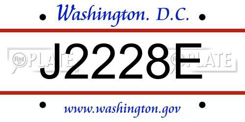 J2228E District Of Columbia License Plate