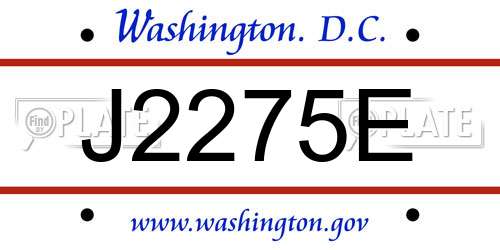 J2275E District Of Columbia License Plate