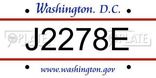 J2278E District Of Columbia License Plate