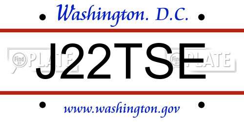 J22TSE District Of Columbia License Plate