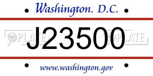 J23500 District Of Columbia License Plate