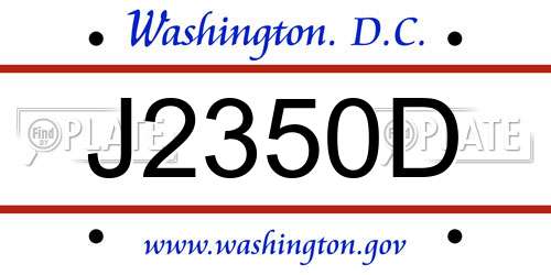J2350D District Of Columbia License Plate