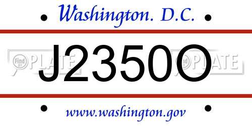 J2350O District Of Columbia License Plate