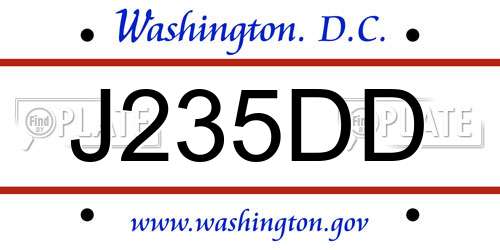 J235DD District Of Columbia License Plate
