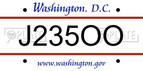 J235OO District Of Columbia License Plate