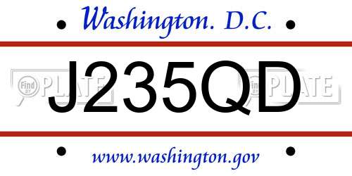 J235QD District Of Columbia License Plate