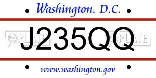 J235QQ District Of Columbia License Plate