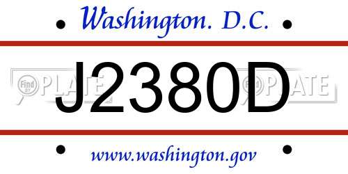J2380D District Of Columbia License Plate