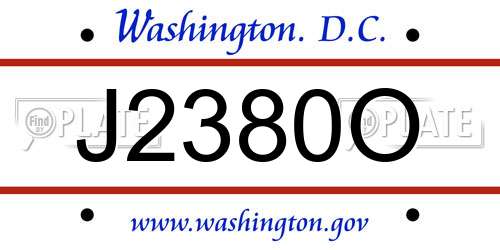 J2380O District Of Columbia License Plate