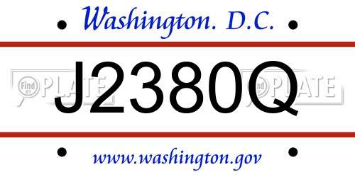 J2380Q District Of Columbia License Plate