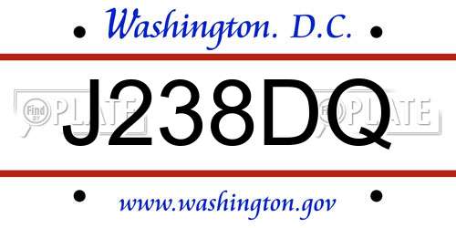 J238DQ District Of Columbia License Plate