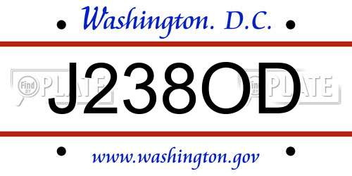 J238OD District Of Columbia License Plate