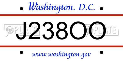J238OO District Of Columbia License Plate