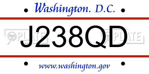 J238QD District Of Columbia License Plate