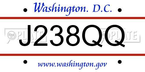J238QQ District Of Columbia License Plate