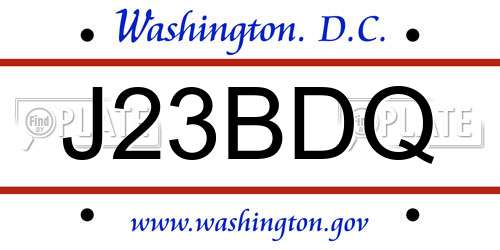 J23BDQ District Of Columbia License Plate