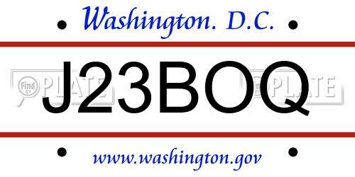 J23BOQ District Of Columbia License Plate