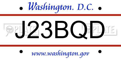 J23BQD District Of Columbia License Plate