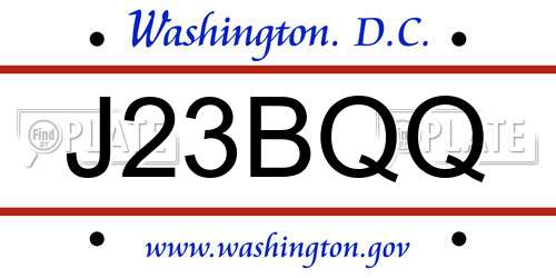 J23BQQ District Of Columbia License Plate